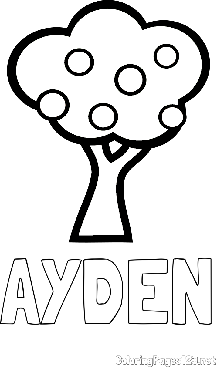 AYDEN Coloring Page and Apple Tree Coloring Page