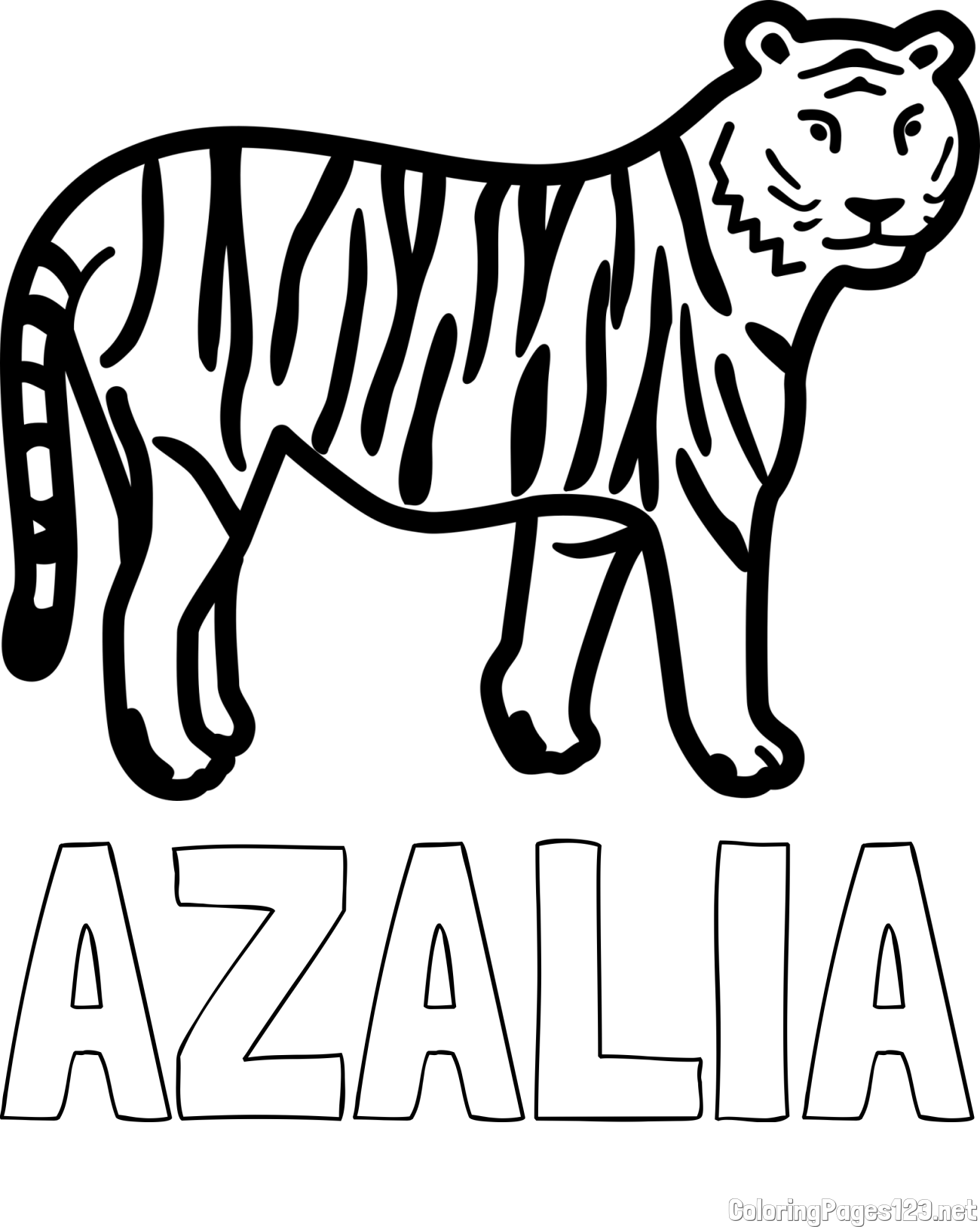 AZALIA Coloring Page and Easy Tiger Coloring Page