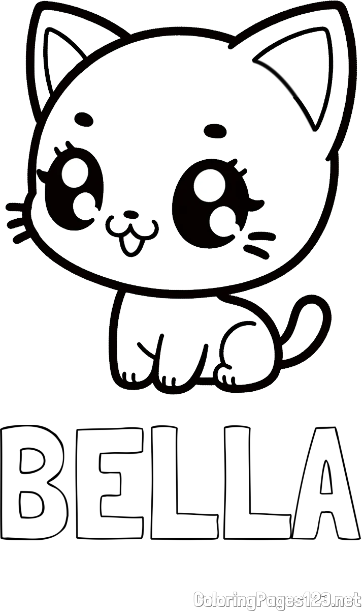BELLA Coloring Page and Coloring Page of an Anime Cat
