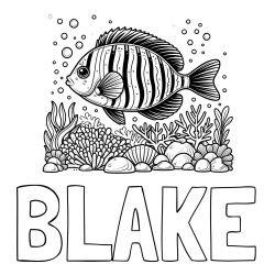 Online Created Coloring Page - BLAKE Coloring Page and Free Coloring Page of a Large Fish