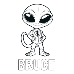 Online Created Coloring Page - BRUCE Coloring Page and Alien Coloring Page