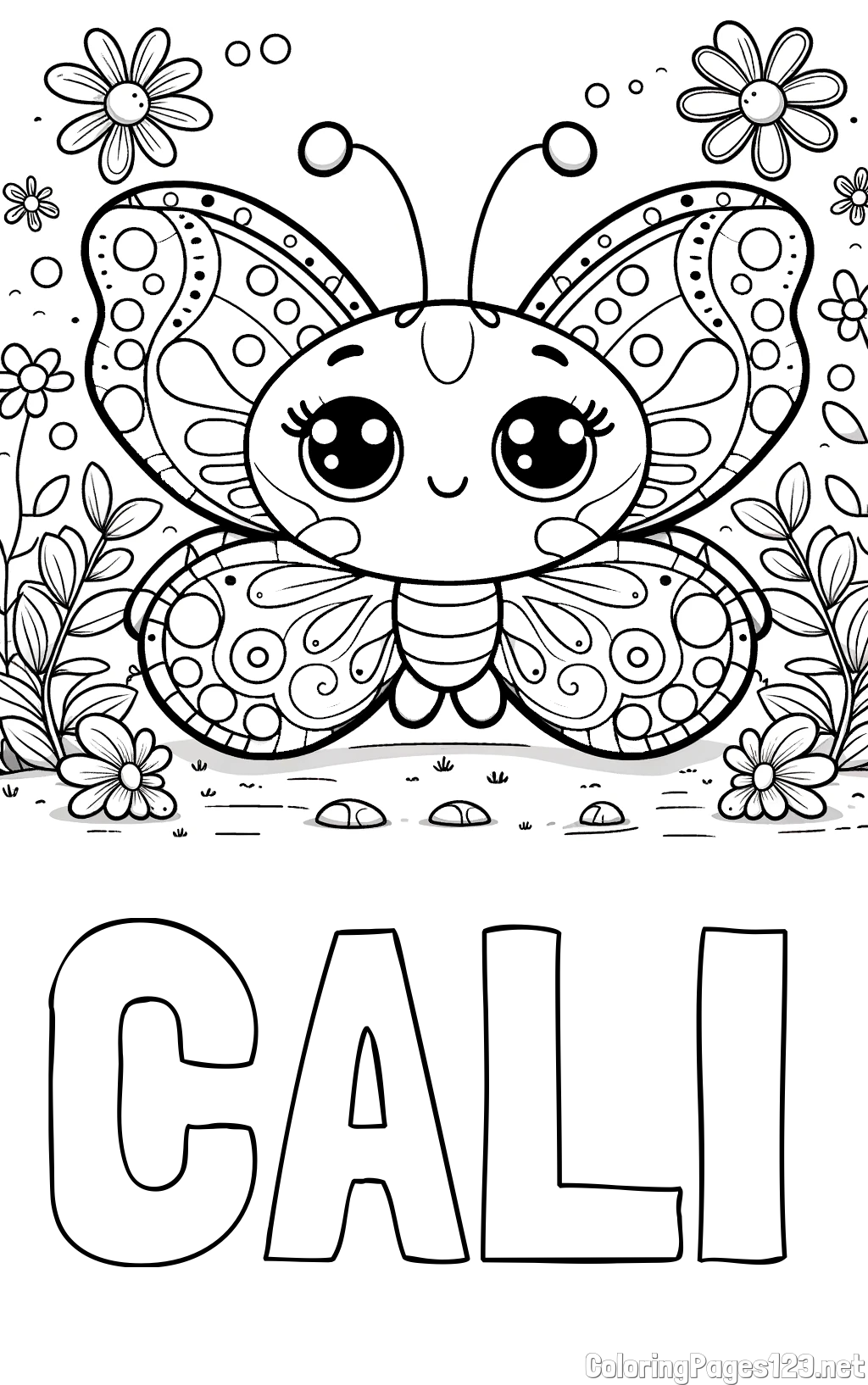 CALI Coloring Page and Cute Butterfly Coloring Page