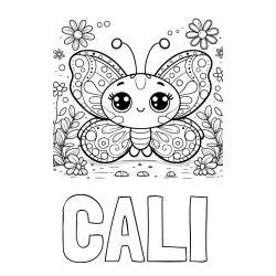 Online Created Coloring Page - CALI Coloring Page and Cute Butterfly Coloring Page