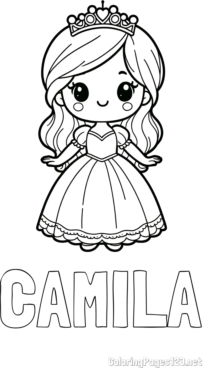 CAMILA Coloring Page and Coloring Page of a Cute Princess