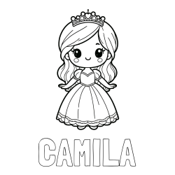 Online Created Coloring Page - CAMILA Coloring Page and Coloring Page of a Cute Princess