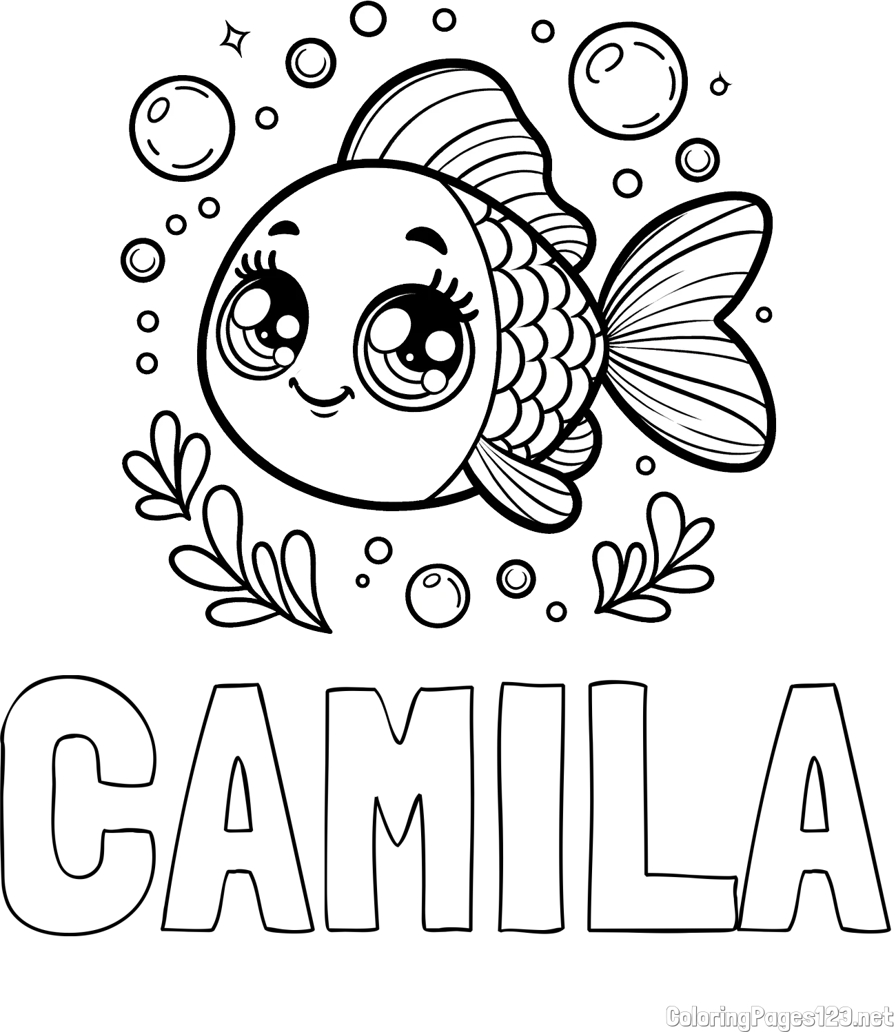 CAMILA Coloring Page and Free Coloring Page of an Adorable Fish
