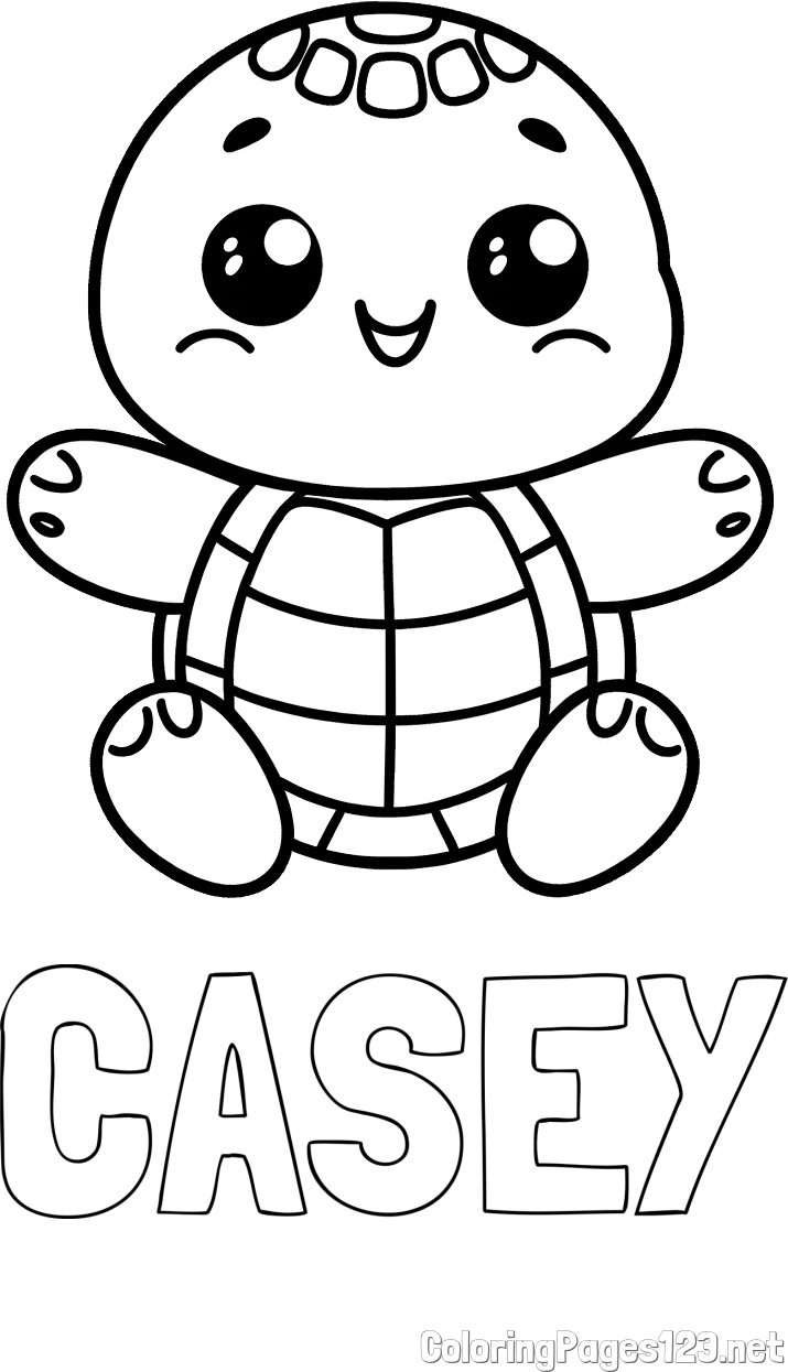 CASEY Coloring Page and Easy Coloring Page of Turtle