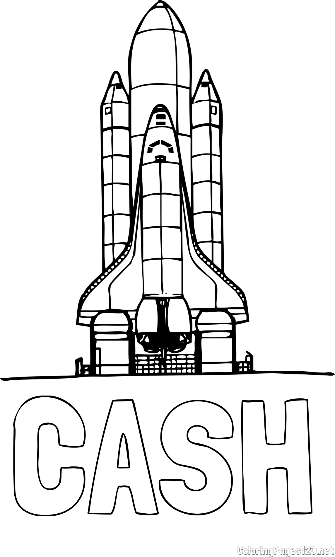 CASH Coloring Page and Space Shuttle Coloring Page
