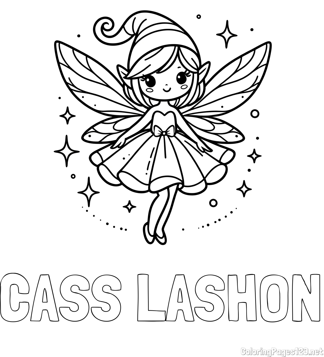 CASS LASHON Coloring Page and Children's Coloring Page of a Wonderful Fairy