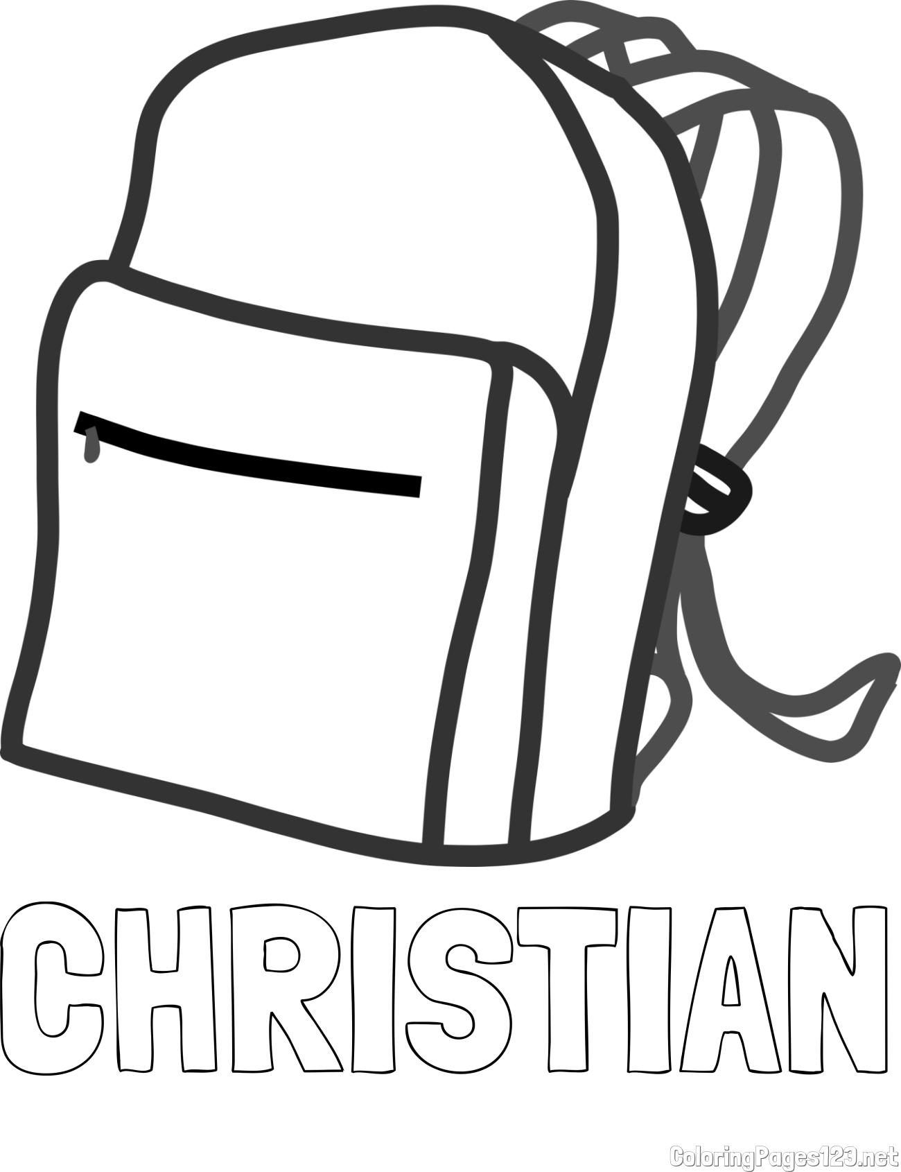 CHRISTIAN Coloring Page and School Backpack Coloring Page