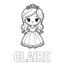 Online Created Coloring Page - CLAIRE Coloring Page and Coloring Page of a Cute Princess