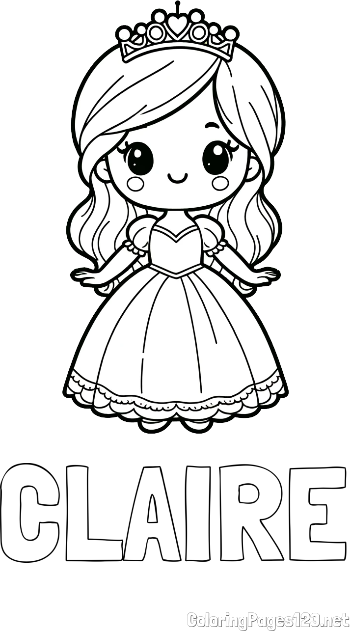 CLAIRE Coloring Page and Coloring Page of a Cute Princess