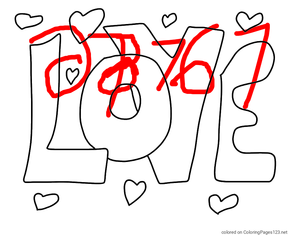 Colored coloring page - Coloring Page of LOVE ❤❤😍