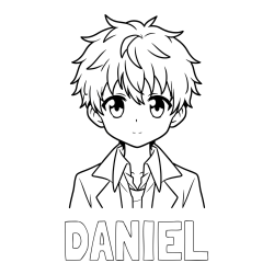 Online Created Coloring Page - DANIEL Coloring Page and Coloring Page of a Cute Anime Boy