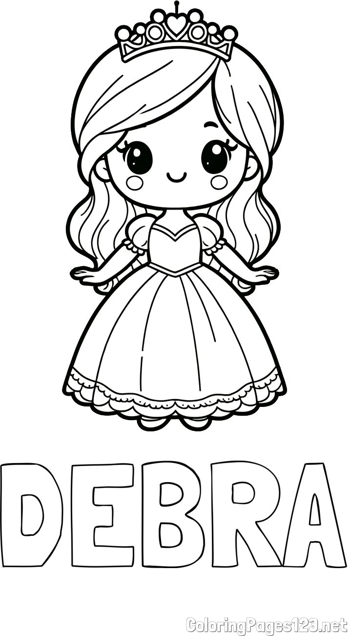 DEBRA Coloring Page and Coloring Page of a Cute Princess