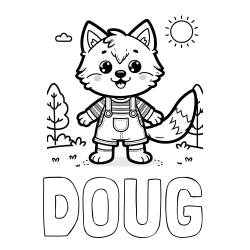 Online Created Coloring Page - DOUG Coloring Page and Cute Wolf Coloring Page