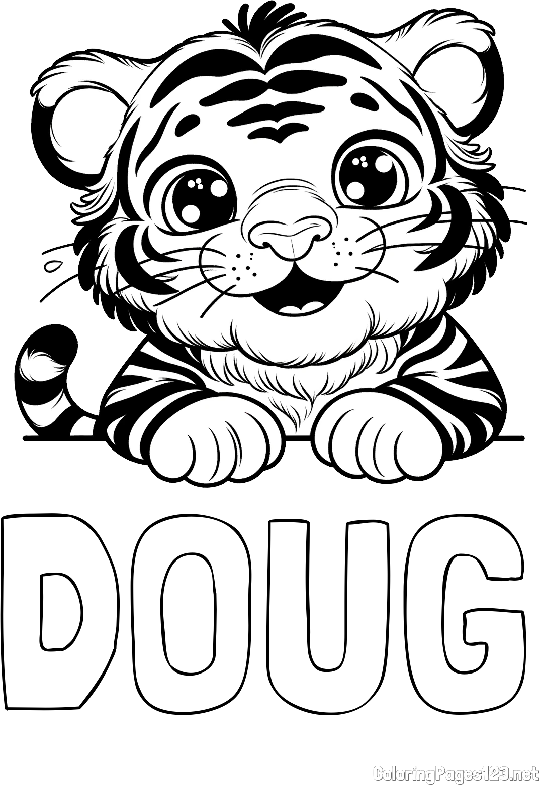 DOUG Coloring Page and Tiger Cub Coloring Page
