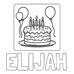 Online Created Coloring Page - ELIJAH Coloring Page and 5th Birthday Cake Coloring Page
