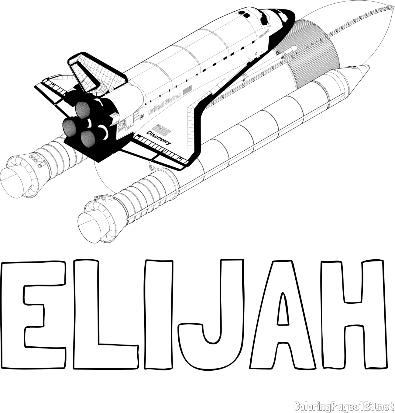 ELIJAH Coloring Page and Space Shuttle Discovery Coloring Page