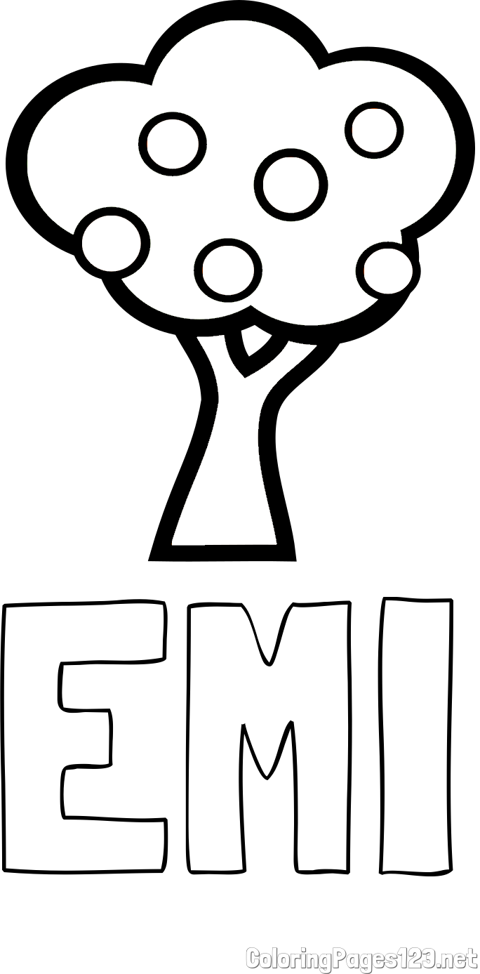 EMI Coloring Page and Apple Tree Coloring Page
