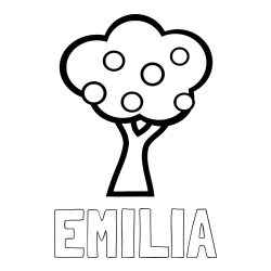 Online Created Coloring Page - EMILIA Coloring Page and Apple Tree Coloring Page