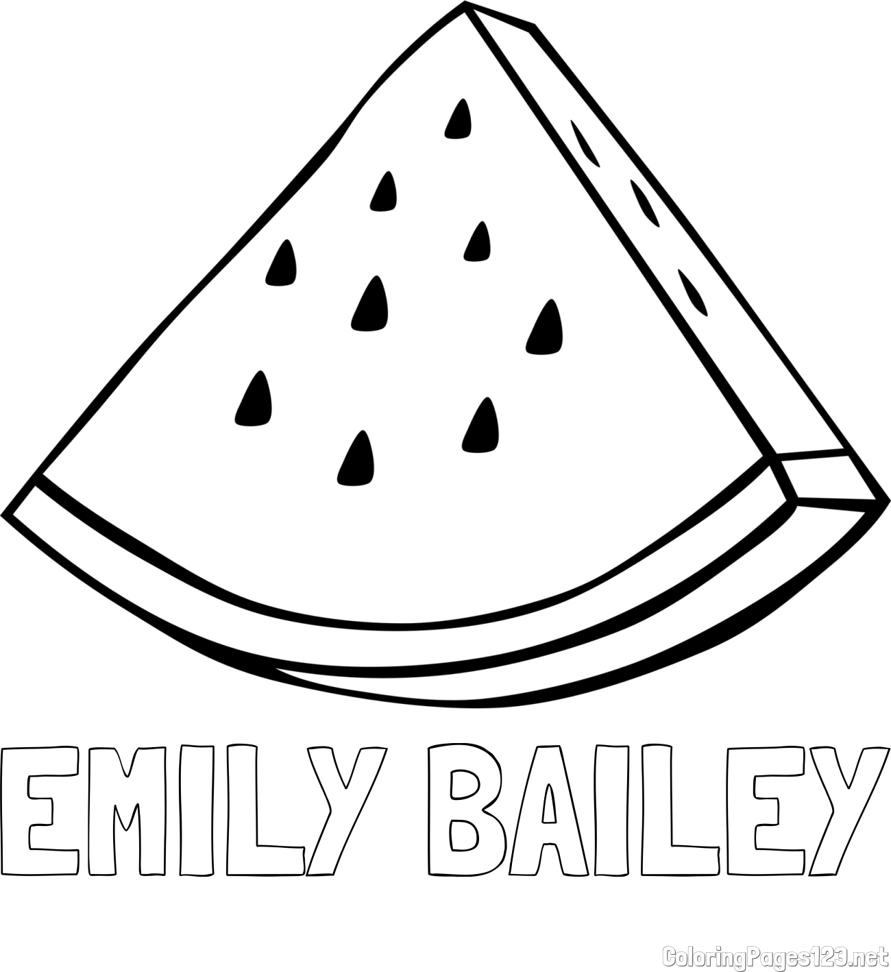 EMILY BAILEY Coloring Page and Watermelon Slice Coloring Page
