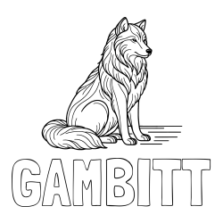Online Created Coloring Page - GAMBITT Coloring Page and Wolf Coloring Page - Calm Pose on a Meadow