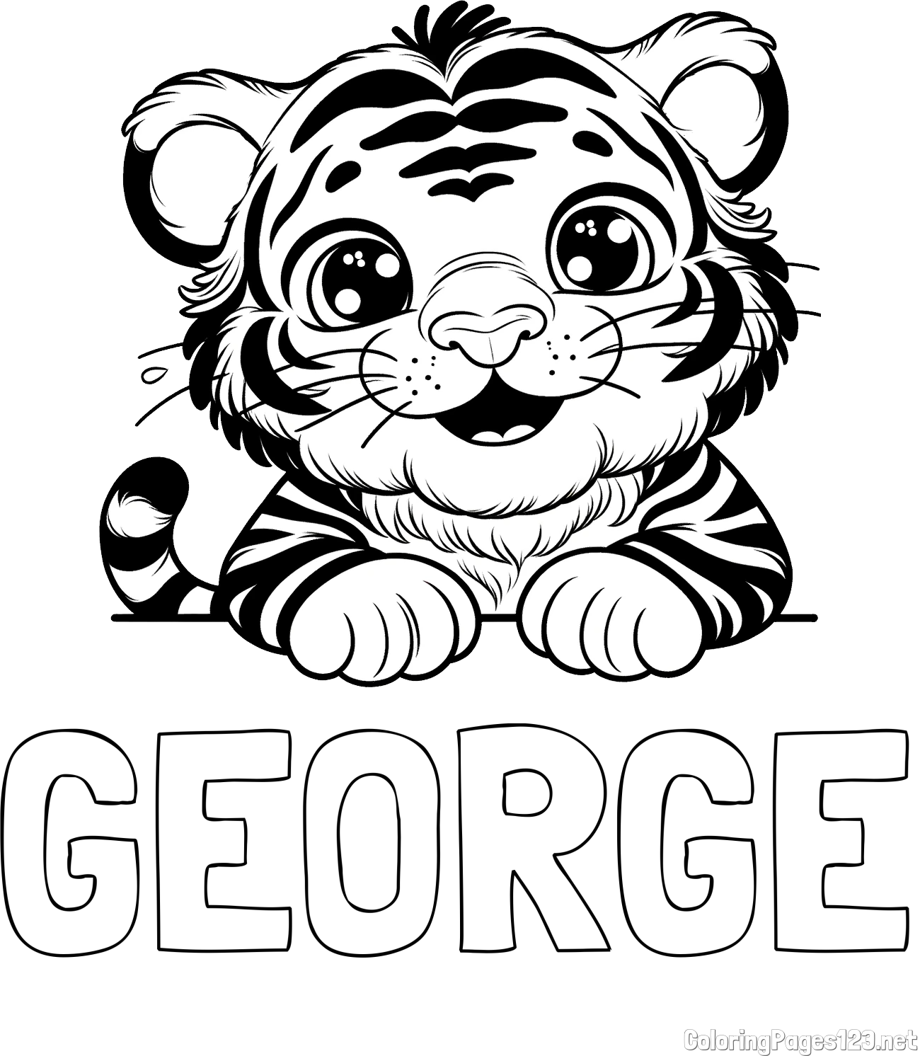 GEORGE Coloring Page and Tiger Cub Coloring Page