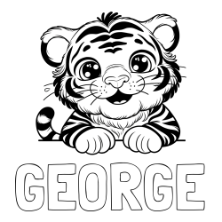 Online Created Coloring Page - GEORGE Coloring Page and Tiger Cub Coloring Page