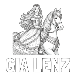 Online Created Coloring Page - GIA LENZ Coloring Page and Coloring Page of a Princess Riding a Horse