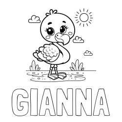 Online Created Coloring Page - GIANNA Coloring Page and Easy Coloring Page of a Cute Flamingo