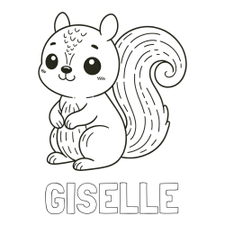 Online Created Coloring Page - GISELLE Coloring Page and Easy Coloring Page of a Cute Squirrel