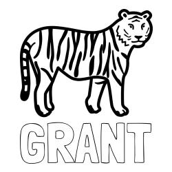 Online Created Coloring Page - GRANT Coloring Page and Easy Tiger Coloring Page