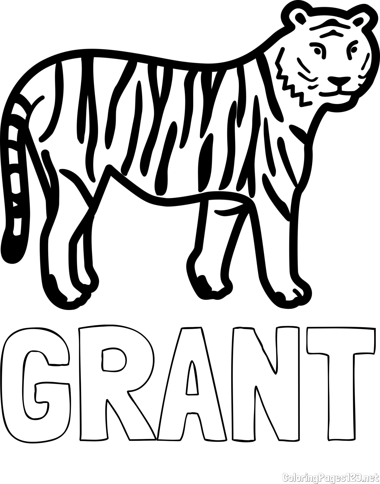 GRANT Coloring Page and Easy Tiger Coloring Page