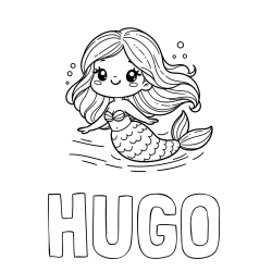 Online Created Coloring Page - HUGO Coloring Page and Coloring Page of a Cute Mermaid