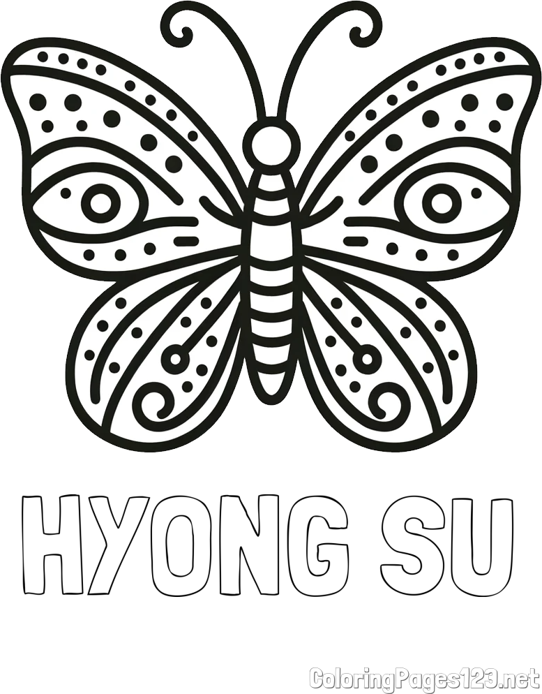 HYONG SU Coloring Page and Butterfly Coloring Page (Simple)