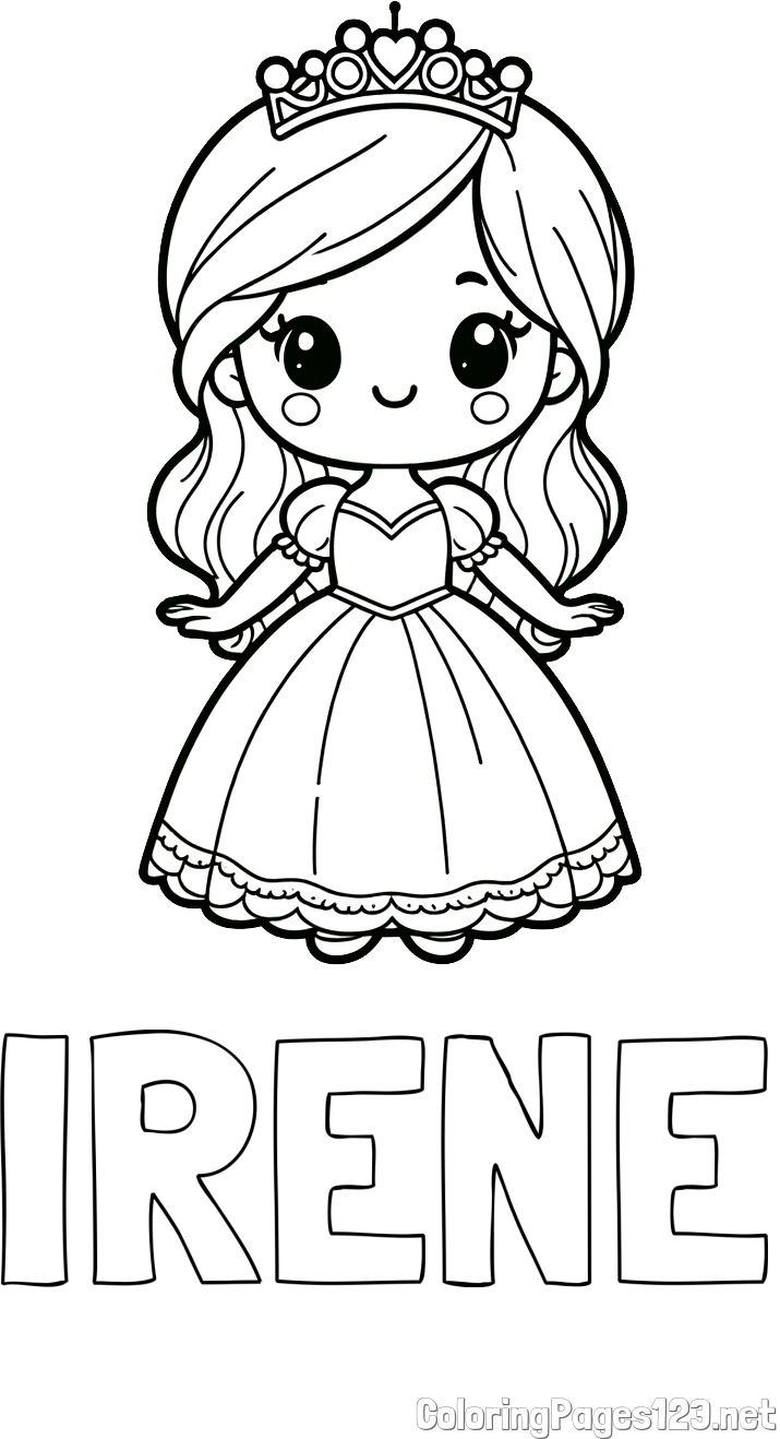 IRENE Coloring Page and Coloring Page of a Cute Princess