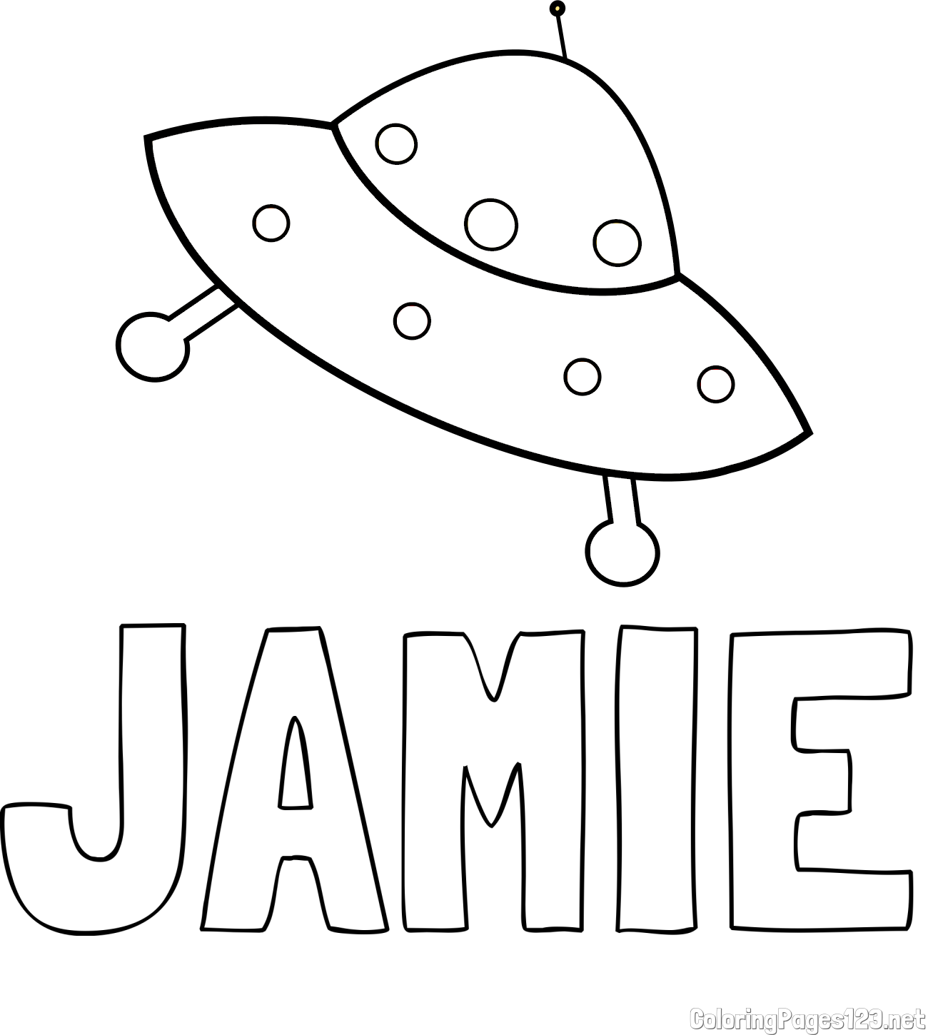 JAMIE Coloring Page and Simple Spacecraft Coloring Page for Kids