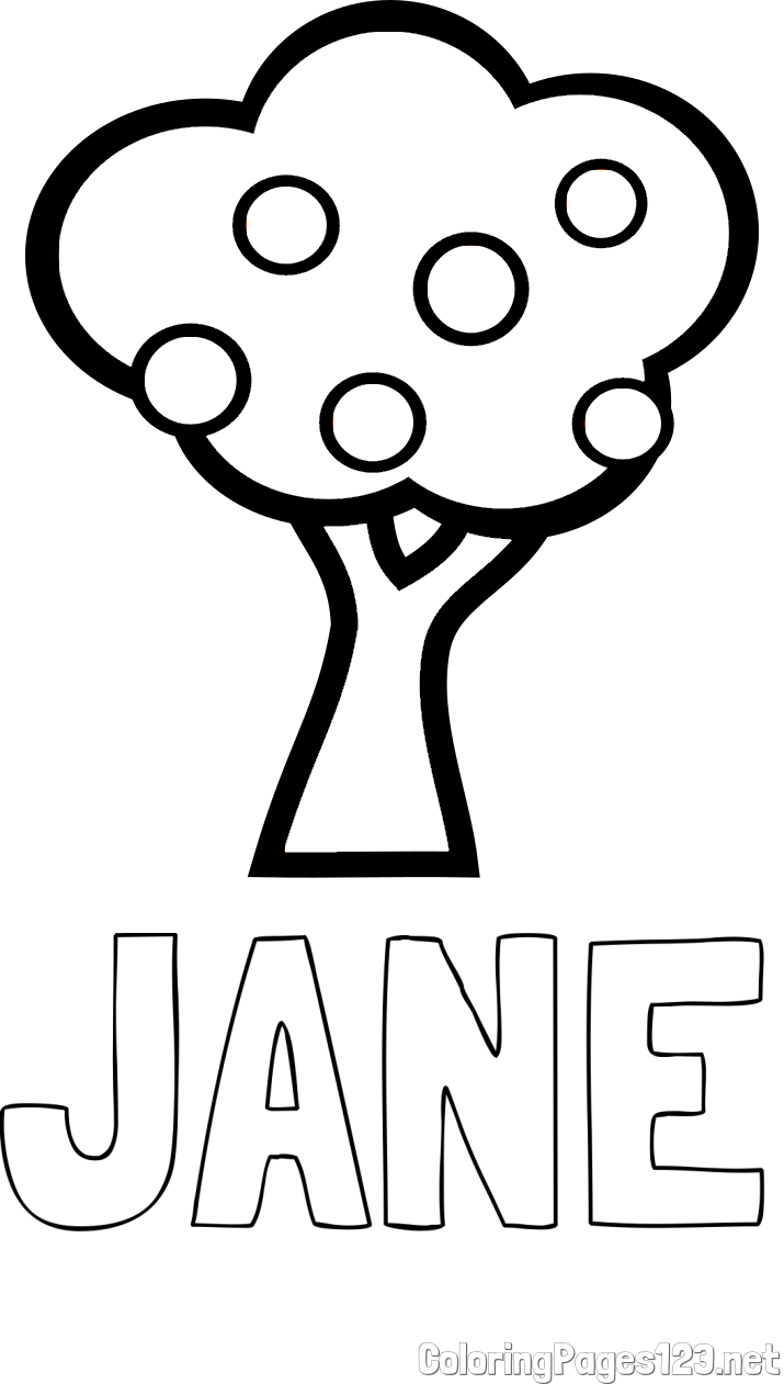 JANE Coloring Page and Apple Tree Coloring Page