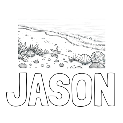 Online Created Coloring Page - JASON Coloring Page and Beautiful Seashore Coloring Page
