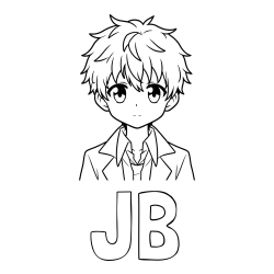 Online Created Coloring Page - JB Coloring Page and Coloring Page of a Cute Anime Boy