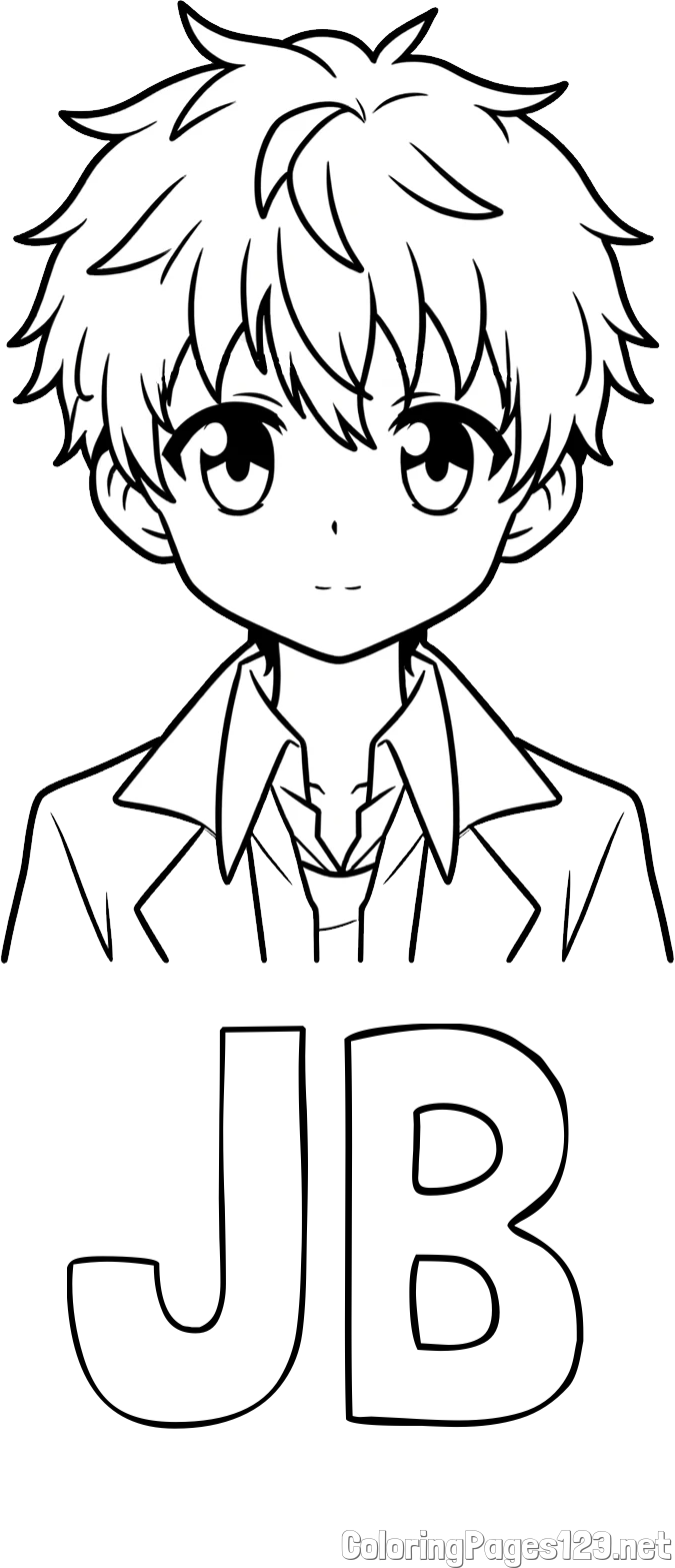 JB Coloring Page and Coloring Page of a Cute Anime Boy