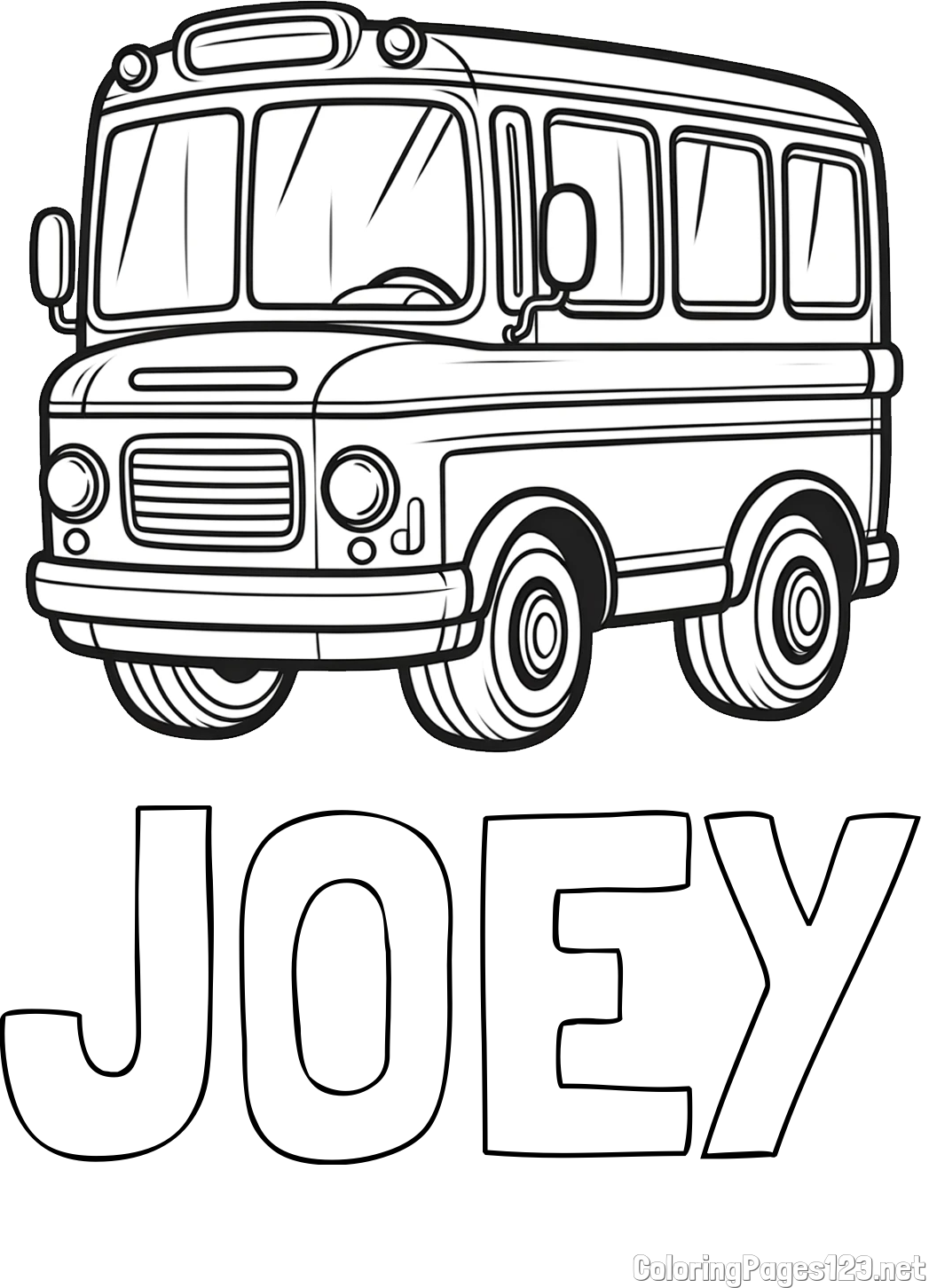 JOEY Coloring Page and Children's Coloring Page of a Bus