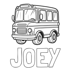 Online Created Coloring Page - JOEY Coloring Page and Children's Coloring Page of a Bus