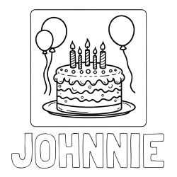 Online Created Coloring Page - JOHNNIE Coloring Page and 5th Birthday Cake Coloring Page