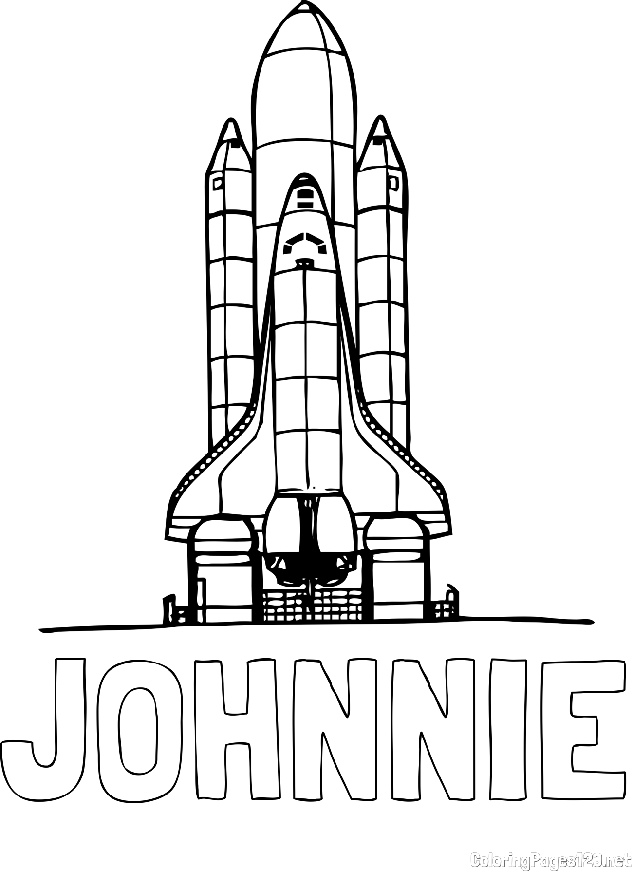 JOHNNIE Coloring Page and Space Shuttle Coloring Page