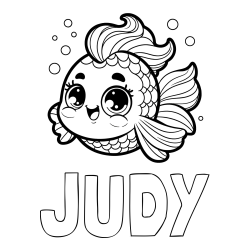 Online Created Coloring Page - JUDY Coloring Page and Coloring Page of a Fish with Lots of Fins