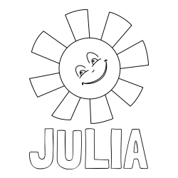 Online Created Coloring Page - JULIA Coloring Page and Smiling Sun Coloring Page for Kids