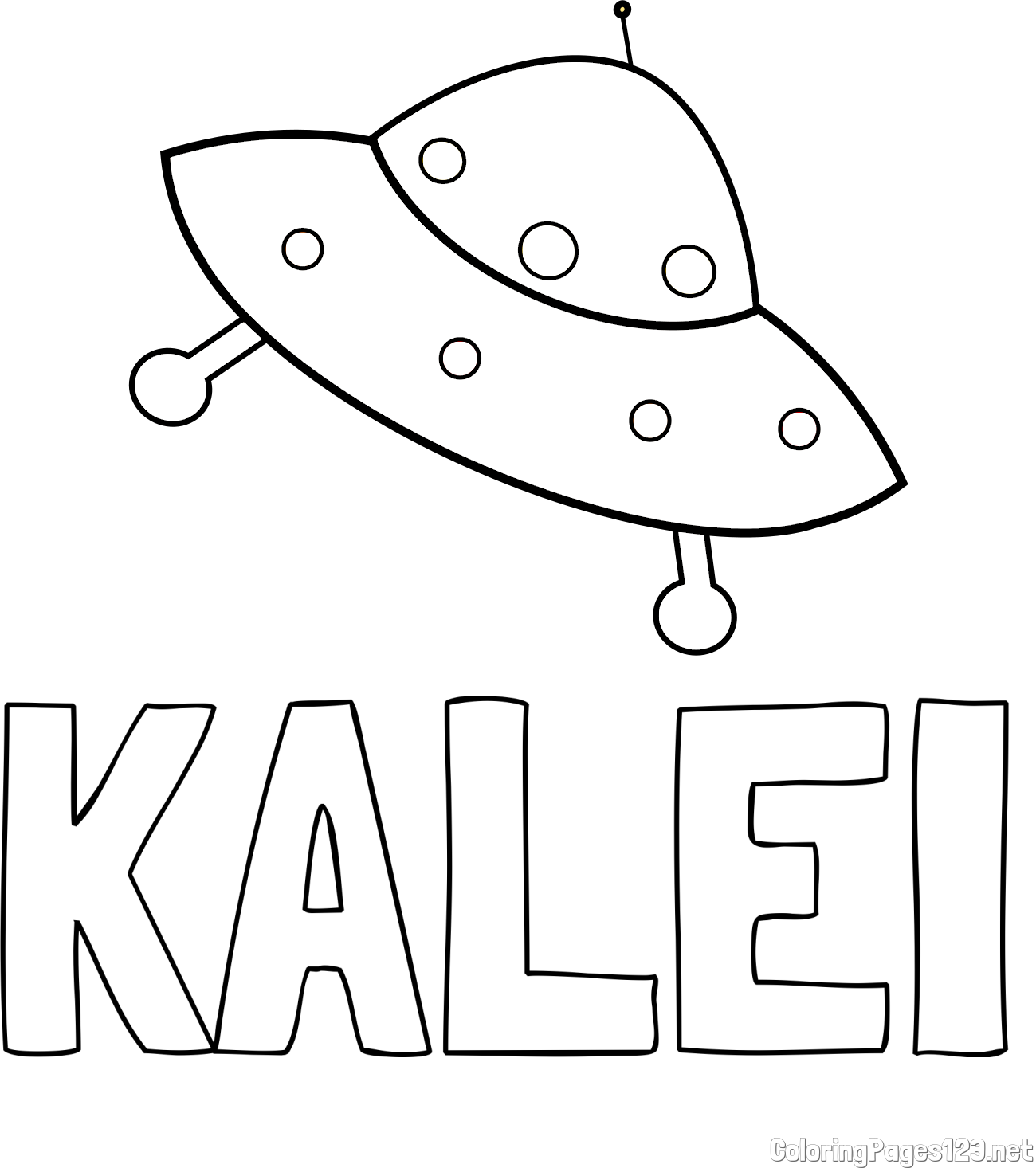 KALEI Coloring Page and Simple Spacecraft Coloring Page for Kids