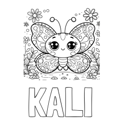 Online Created Coloring Page - KALI Coloring Page and Cute Butterfly Coloring Page